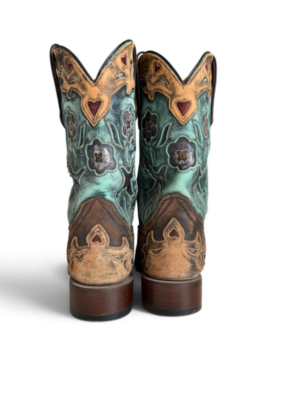 Dan Post Women’s 8.5 Cowboy Boots DP7914 Turquoise Floral Leather Western - Picture 12 of 15